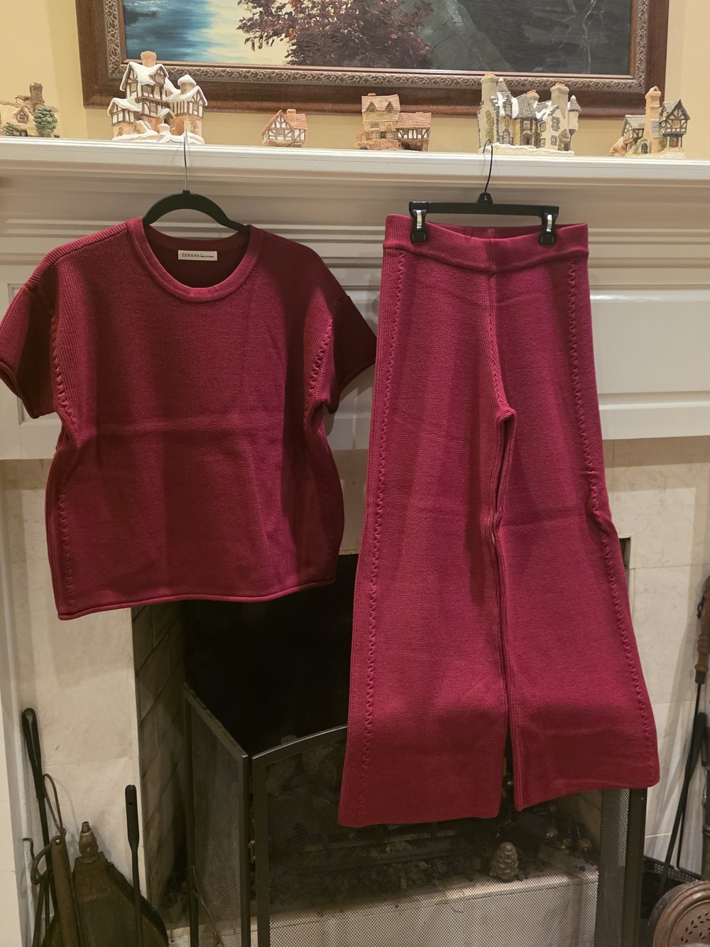 Zenana Outfitters Wine Sweater Knit Two-Piece Set